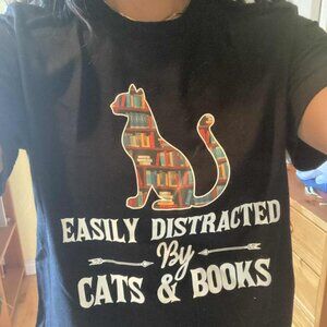 Cats and Books Graphic Tshirt